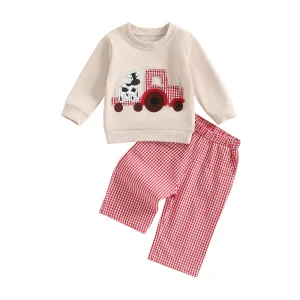 Long Sleeve Shirt and Plaid Trousers